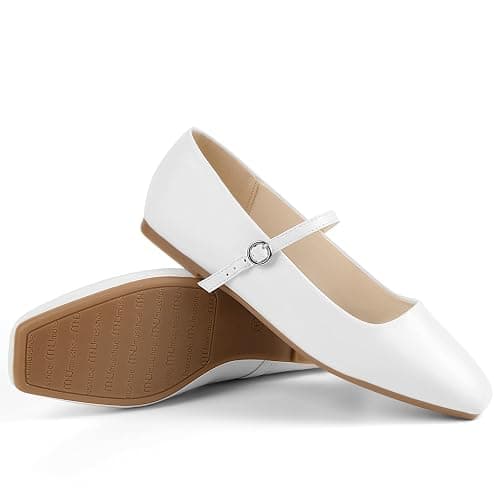 MUSSHOE Womens Ballet Mary Jane Flats Shoes Adjustable Strap Comfortable Square Closed Toe Versatile Chic Footwear with Latex Insole thumbnail 6