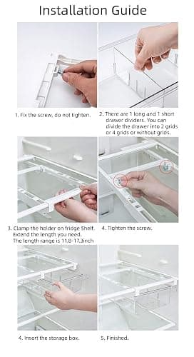 YekouMax Fridge Drawer Organizer, Refrigerator Organizer Bins, Pull Out with Handle, Fridge Shelf Holder Storage Box, Clear Container for Food,Drinks,Fit for Fridge Shelf Under 0.6" (2 Pack Medium) thumbnail 7