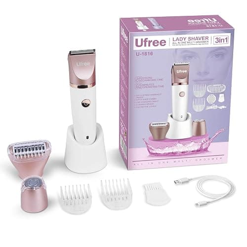 Ufree Electric Shaver Razors for Women Pubic Hair, Bikini Trimmer for Face and Body Hair, Wet & Dry Use Groomer, Hair Trimmer, Birthday Gifts for Women, Gold thumbnail 7