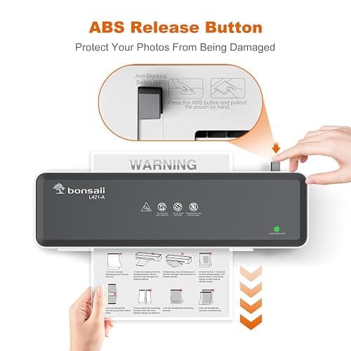 Bonsaii Laminator Machine with 5 Laminating Sheets, 9 Inch Thermal Laminating Machine for Doc/Posters/Photos, Compact Laminator for Home Office School, L421-Grey thumbnail 4
