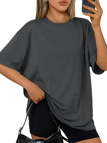Trendy Queen Womens Oversized Summer T Shirts Plus Size Batwing Cute Casual Tops Short Sleeves Fashion Workout Clothes - Image 1