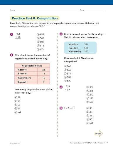 Scholastic Success with Math Tests Grade 3 Workbook thumbnail 12