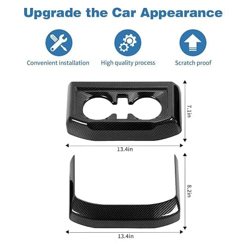 PDKLIN for F150 Center Console Rear Cup Holder Trim Cover Carbon Fiber for Ford F150 2021 up Carbon Fiber Interior Accessories 2pcs thumbnail 4