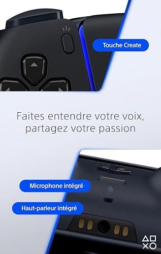 Sony, Manette PlayStation 5 officielle DualSense, Sans fil, Batterie rechargeable, Bluetooth, Compatible avec PS5 et PC, Couleur : Midnight Black thumbnail 5