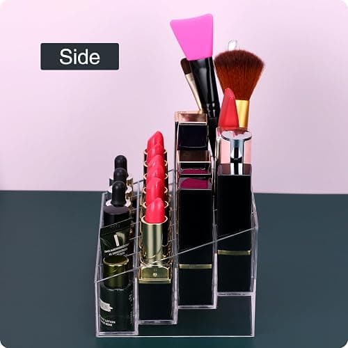 MOSIKER Lipstick Organizer,Small Clear Plastic Compact Lip Gloss Chapstick Perfume Sample Mascara Holder with 24 Slots thumbnail 5