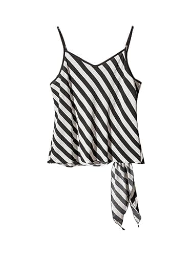 MakeMeChic Women's Striped Camisole Spaghetti Strap Sleeveless Side Knot Workout Summer Tops thumbnail 2