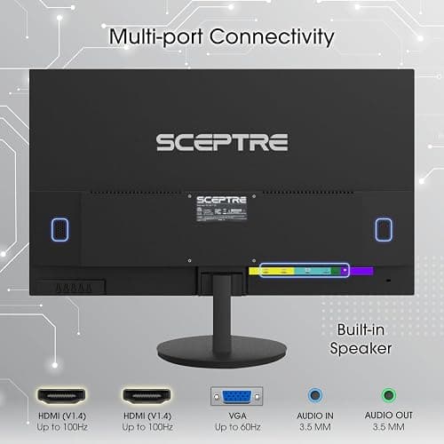 Sceptre E275W-19203R 27 inch1080P LED Monitor 99% sRGB 2X HDMI VGA Build-In Speakers, Machine Black (E275W-19203R series) thumbnail 5
