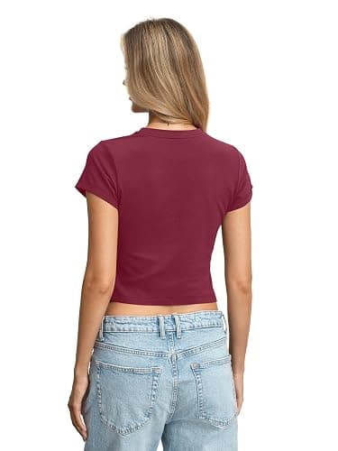 EasyGala Womens Cotton T Shirts Basic Baby Tee Crop Tops Crewneck Slim Fit Short Sleeves Tee Summer Cute Clothes 2026 thumbnail 4