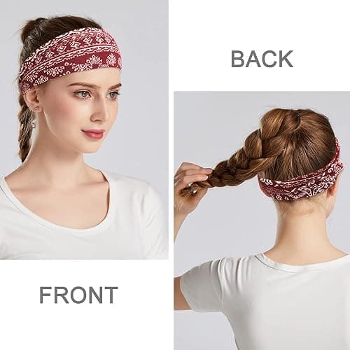YONUF Boho Headbands For Women Fashion Wide Headband Yoga Workout Head Bands Hair Accessories Band 6 Pack thumbnail 4