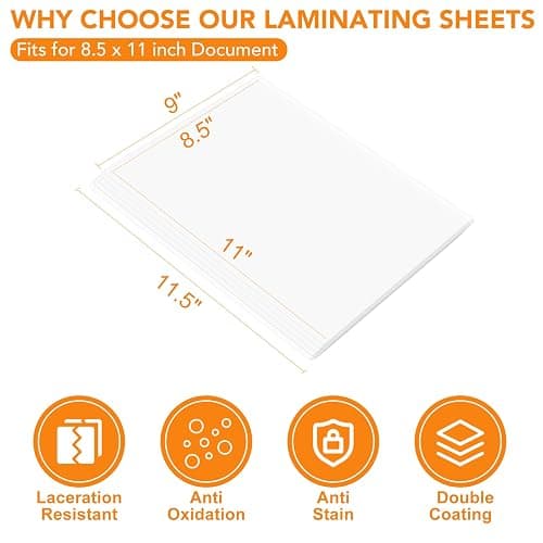 CAREGY Thermal Laminating Pouches, 300 Pack Laminating Sheets, 3 Mil, 9 x 11.5 Inches Lamination Sheet Paper for Laminator, Clear, Letter Size, Office and School Supplies - 300PACK-3Mil (9 x 11.5Inches) thumbnail 5
