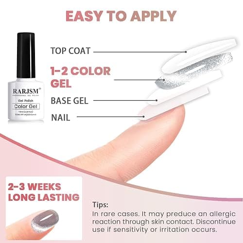 RARJSM Cat Eye Gel Nail Polish Set 6 Pcs Magnetic Sparkle Diamond Glitter Nude Pink Light Purple Red Silver Sheer Pink Velvet Ice Jelly Gel Polish with Magnet Stick UV LED Curing Requires Soak Off thumbnail 6