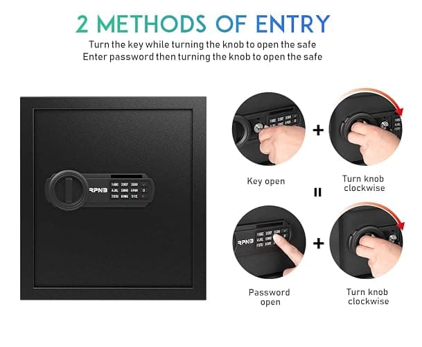 RPNB Deluxe Safe and Lock Box,Digital Keypad Safe Box,Steel Alloy Small Safes, Keypad Lock,Perfect for Home Office Hotel Business Jewelry Cash Use Storage,1.2 Cubic Feet thumbnail 4