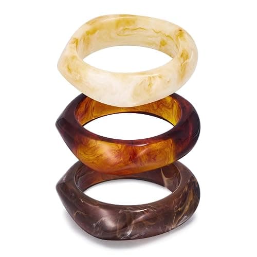 LILIE&WHITE Colorful Acrylic Bangle Bracelets For Women Resin Bangles Chic Vintage Gold Bracelet Chunky Bracelets Jewelry Gift - Image 1