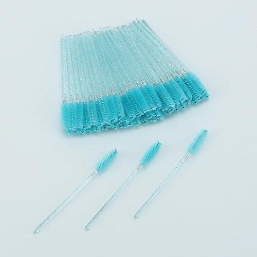 Tbestmax 50 Pcs Disposable Mascara Wands, Crystal Eyebrow Spoolies Brush for Eyelash Extensions, Eye Lash and Makeup Brush (Blue) thumbnail 6