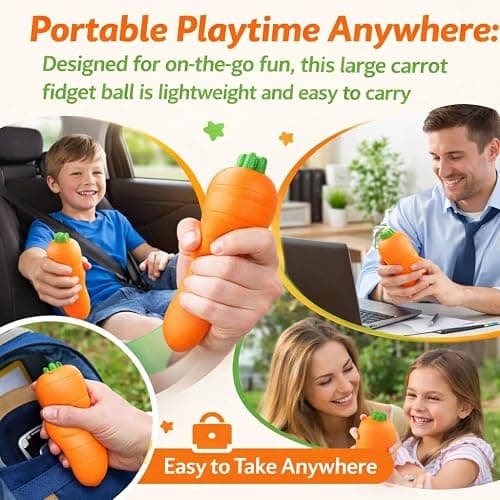 Squeezy Carrot, Realistic Carrot Squishy Jumbo, Giant Carrot Stress Relief Toy, 5.5 Inch Slow Rising Squeeze Carrot Fidget Ball, Portable Anxiety Relief Tool & Cute Desk Decor (1pcs) thumbnail 4