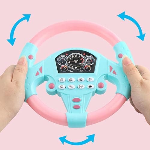 FQRDKT Portable Steering Wheel Wheel Toy Simulation Steering Wheel for Outdoor Garden, Pink thumbnail 4