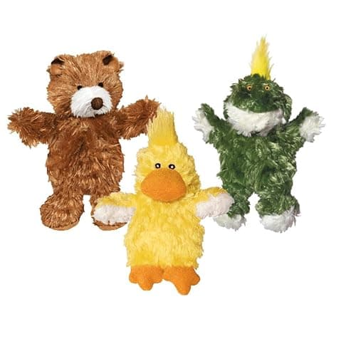 KONG Low Stuffing with Squeaker Dog Toy, X-Small, 3 Animals, Bear, Duck, Frog - Image 1