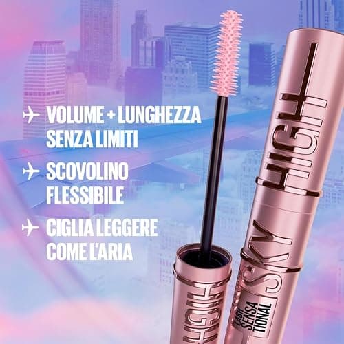 Maybelline New York Mascara Ciglia Sensazionali Sky High, Volume Intenso e Lunghezza Senza Limiti, Ciglia Leggere, Definisce, Incurva e Moltiplica, Nero, 7,2 ml thumbnail 3