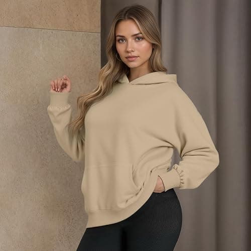 YARBCEN Womens Hooded Hoodies Sweatshirts - Long Sleeve Crewneck Sweaters With Pocket 2026 Fashion Spring Oversized Clothes thumbnail 3