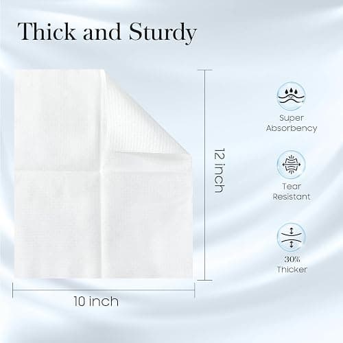 Fygrip 4 Pack of 50 count XL Disposable Face Towels 10” x 12”, 100% Viscose Fibre, Soft & Skin Friendly Face Towelettes Disposable, Facial Tissue Wipes for Women Cleansing thumbnail 5