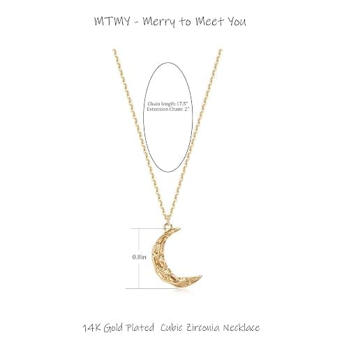 Gold Moon Pendant Necklace for Women,14K Gold Plated Dainty Chain Crescent Moon Sun Star Necklace Jewelry thumbnail 2