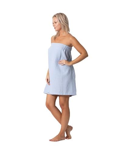 Turkish Linen Women’s Waffle Spa Body Wrap with Adjustable Closure thumbnail 2