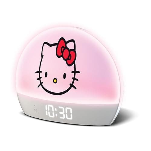 Hello Kitty Sunrise Alarm Clock - Multicolor Lights, USB Charging, LED Display, and Snooze Function - Image 1