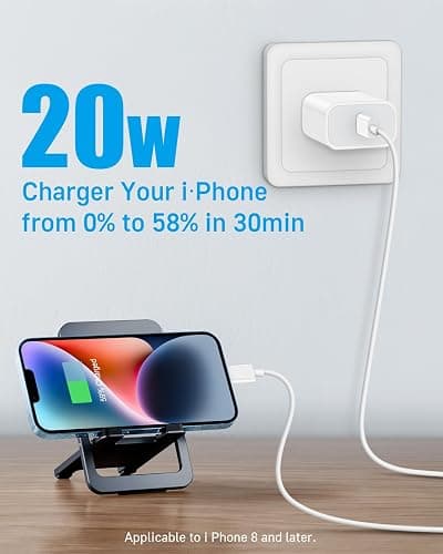 10Ft Charger Fast Charging, MFi-Certified, 20W PD Block with 10Ft Cable, Type C Travel Plug & Cord for 14/13/12/11 Series & More [2 Pack] thumbnail 2