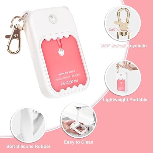 taessv Hand Sanitizer Spray Case for Touchland Silicone Touchland Case Keychain Cute Hand Sanitizer Spray Holder Compatible with Touchland Power Mist Gentle Mist Glow Mist, White thumbnail 2