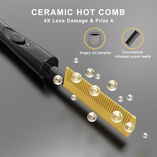 DAN 450°F Hot Comb for Natural Black Hair,Electric hot Comb for Wigs | *Ceramic Technology *30sec Fast heating *High and low switch *Dual voltage thumbnail 3