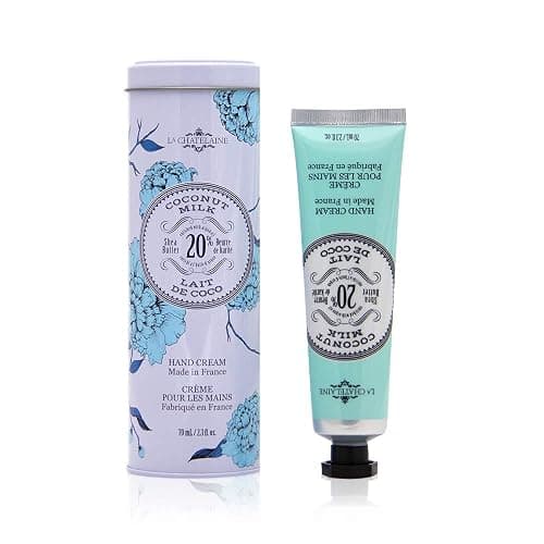 La Chatelaine Shea Butter Hand Cream, Made in France, Natural and Organic Ingredients, 70ml / 2.3 oz, Gift Tin, Coconut Milk - Image 1