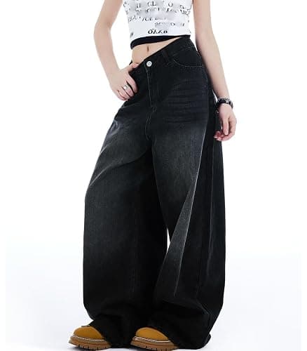 BeRamg Baggy Jeans for Woman Men High Waisted Barrel Leg Jeans Trendy Boyfriend Denim Pants Vintage Streetwear Clothes thumbnail 4