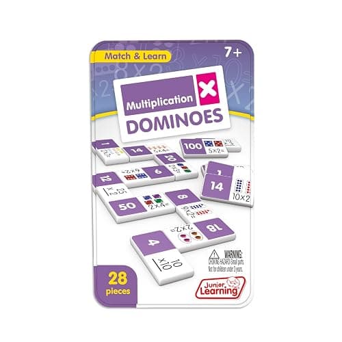 Junior Learning Multiplication Dominoes Game Set, 28 Pieces, Ages 7-9, Math Skills, Grade 2-3 thumbnail 5