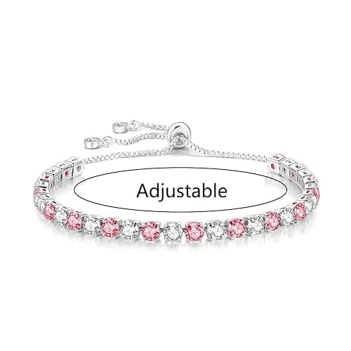 Mieoyue S925 Silver Bracelet for Women Adjustable Slider Crystal Tennis Bracelet Birthstone Jewellery Birthday Gifts thumbnail 2