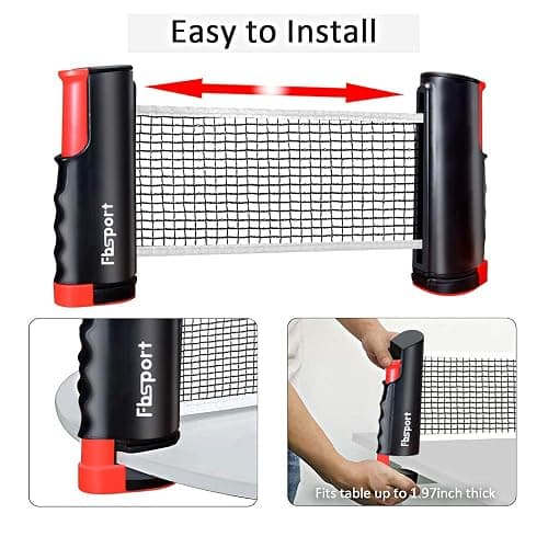 FBSPORT Ping Pong Paddle Set, Portable Table Tennis Set with Retractable Net,Rackets,Balls and Carry Bag for Indoor/Outdoor Games thumbnail 2