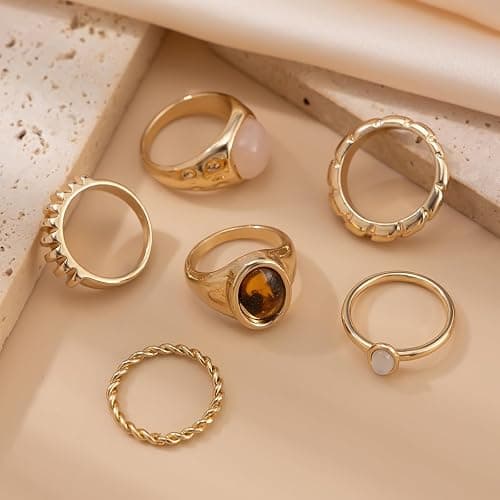 ONBRIG Chunky Rings for Women Adjustable Stackable Rings for Women Thick Ring Trendy Statement Ring Dainty Chunky Jewelry thumbnail 7