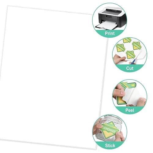 L LIKED 30 Printable White Sticker Paper Full Sheet Label, Matte, 8.5" x 11" for Laser & Inkjet Printing (30 Sheets) thumbnail 3