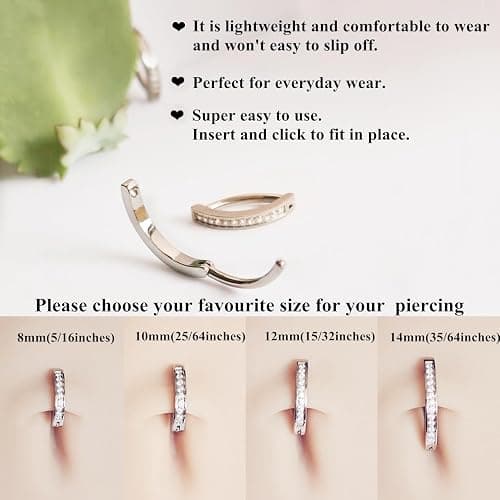 ORANGELOVE G23 Titanium 14G Belly Button Rings for Women Hinged Hoop Clicker Belly Ring Reverse Curved Navel Ring Floating Navel Barbell Piercing Jewelry 14 Gauge 8mm 10mm 12mm 14mm thumbnail 4