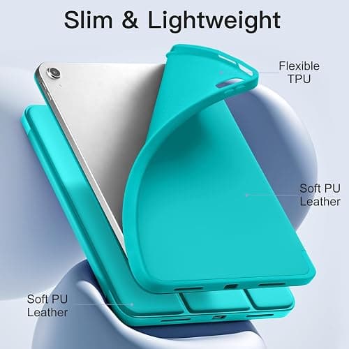 Akkerds Compatible with iPad (A16) 11th Generation Case 11 Inch 2025, for iPad 10th Generation Case 10.9 Inch 2022 with Pencil Holder, Slim Trifold Stand Protective Cover with Soft TPU Back, Teal thumbnail 5