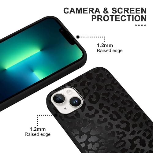 RUMDEY 2 Pack Cute Cheetah Print for Apple iPhone 13/14 6.1" Phone Case,Luxury Leopard Pattern Design Cases Soft Silicone Slim TPU Shockproof Protective Bumper Cover for Women Girls-Black & White thumbnail 4