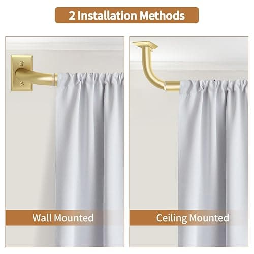 ZYRW Gold Curtain Rod, Room Darkening Rods for Windows 28 to 48 Inches(2.3-4Ft), Wrap Around Curtain Rods, Heavy Duty Blackout Drapery, Modern Decorative Window Treatment Rod, Gold thumbnail 5