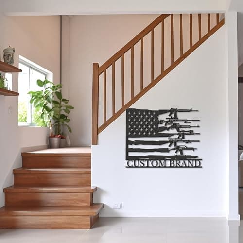 Custom Metal Gun Sign, Personalized Armory Name Sign, Custom Old Flintlock Pistol Metal Wall Art, Rifle Wall Art (Style-5) thumbnail 4