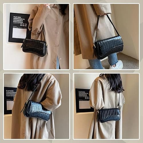 2025 Small Shoulder Bag Y2K Purse for Women, Crocodile Clutch Purse Handbag Satchel Tote Bag Classic Retro Crossbody Bag thumbnail 7