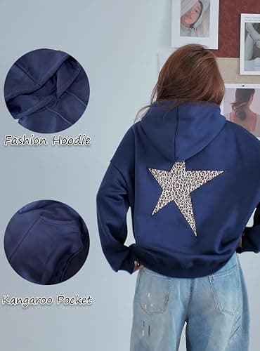 heyheyshine Star Graphic Hoodies Oversized Y2k Leopard Print Hooded Sweatshirt Cheetah Hoodie Streetwear Unisex Pullover Tops thumbnail 6