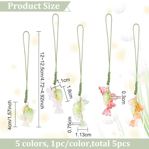 BENECREAT Cute Phone Charm Accessories, Fruit Lollipop Butterfly Milk Tea Bear Colorful Resin Phone Charm Strap thumbnail 2