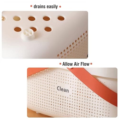 Laigoo Large Portable Shower Caddy Basket, Plastic Storage Basket with Handles Storage Bins Shower Storage Organizer for Bathroom, College Dorm, Kitchen, Bedroom, Gym - Orange thumbnail 4