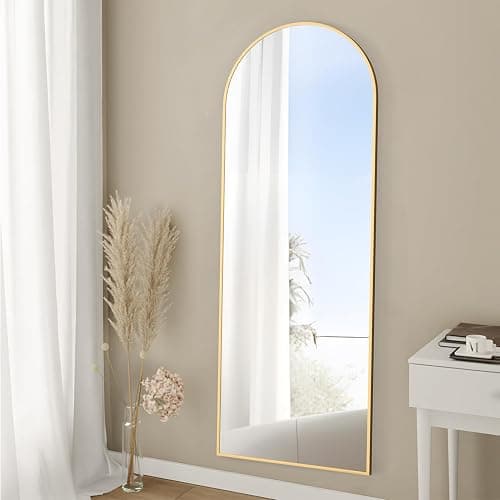 NEUWEABY Full Length Mirror, 162x53cm Arch Floor Mirror with Stand, Gold Arched Full Body Standing or Leaning for Bedroom, Living Room thumbnail 7
