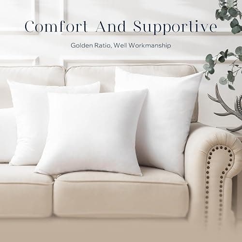 Phantoscope Premium Outdoor Pillow Inserts - Pack of 2 Square Form Water Resistant Polyester Throw Pillows, Couch Sham Cushion Stuffer, 18 X 18 inches thumbnail 9