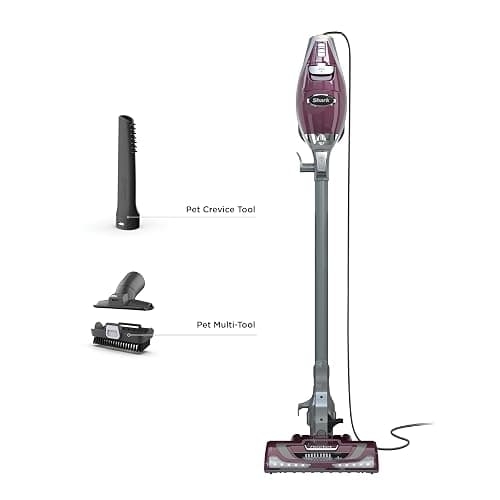 Shark HV322 Rocket Pet Plus Corded Stick Vacuum with LED Headlights, XL Dust Cup, Lightweight, Perfect for Pet Hair Pickup, Converts to a Hand Vacuum, with (2) Pet Attachments, Bordeaux/Silver thumbnail 9