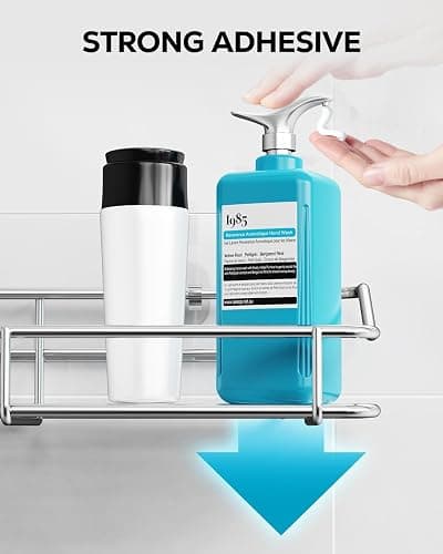 Nieifi Shower Caddy Shelf Storage Rack Adhesive Without Drilling Stainless Steel with Hooks for Washroom, Lavatory, Restroom, Toilet, Bathroom, Kitchen - 2 Pack thumbnail 6